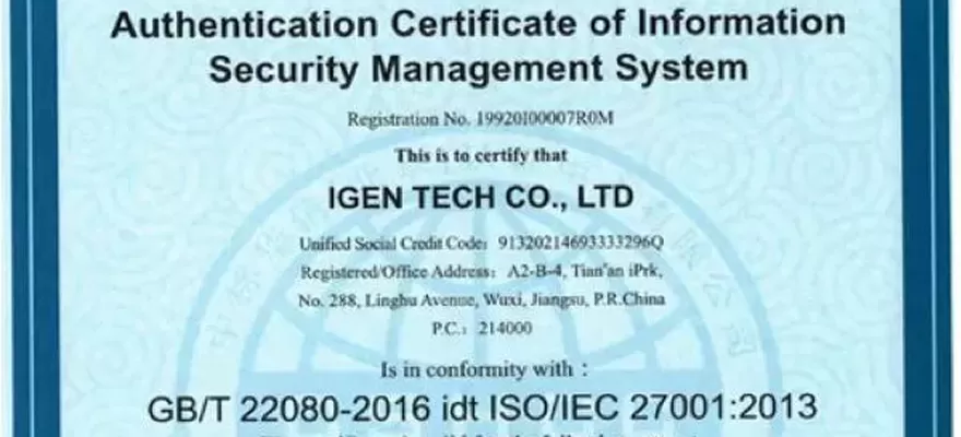 27001 ISO aprobado por IGEN-Tech: 2013